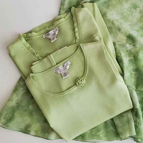 Petite Sophisticate Silk Stretch Cardigan & Shell Set | NWT | P | Light Green - Picture 11 of 16